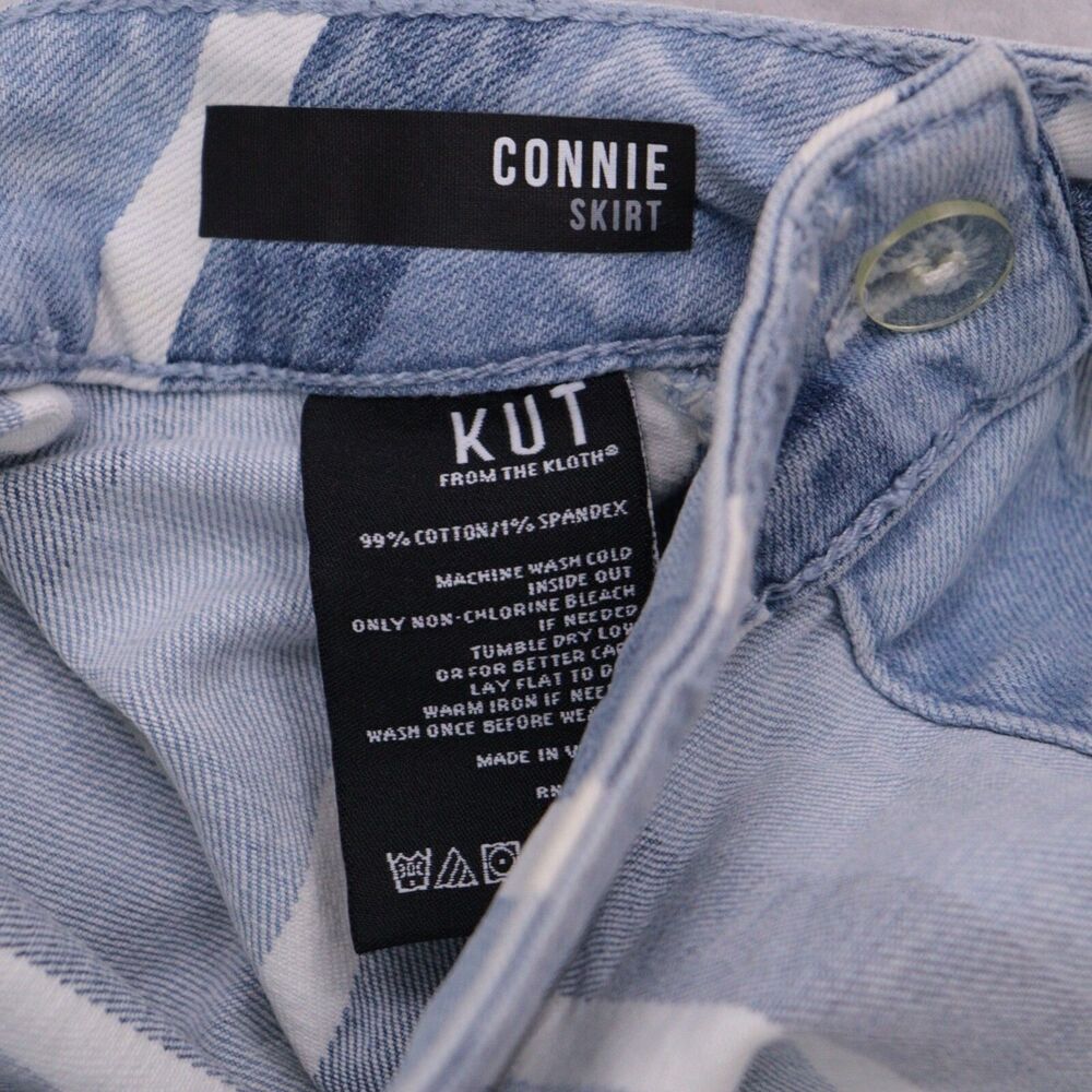 Kut From The Kloth Connie Overlap Jean Skirt Womens Size 12 Asymmetrical Striped - Picture 4 of 8